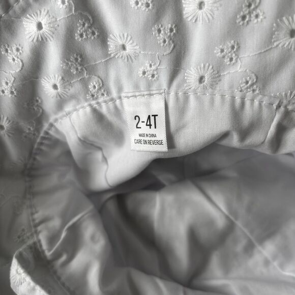 Toddler Sun Hat Summer Beach Hat with Strap Outdoor White Eyelet Bucket Hat 2-4T - Picture 3 of 6